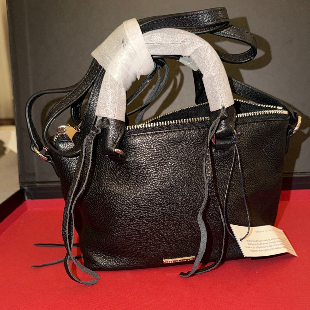 Rebecca Minkoff Micro Motto Satchel Genuine Leather Black